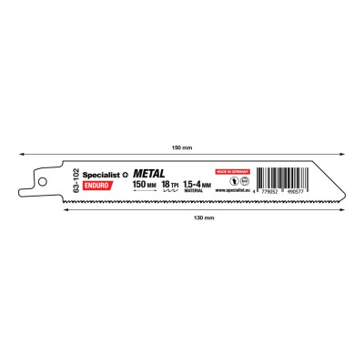 Bi-Metal Reciprocating Saw Blade for metal „Specialist+" 150 mm 18TPI