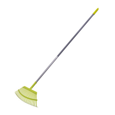 Steel leaf rake, flat 25T, Alu handle 1630mm.