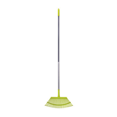 Steel leaf rake, flat 25T, Alu handle 1630mm.