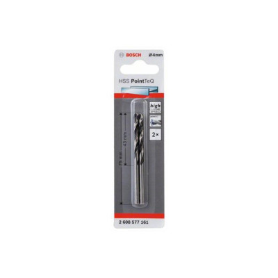 Metalo grąžtas Bosch Pointteq, 4x75 mm, 2 vnt